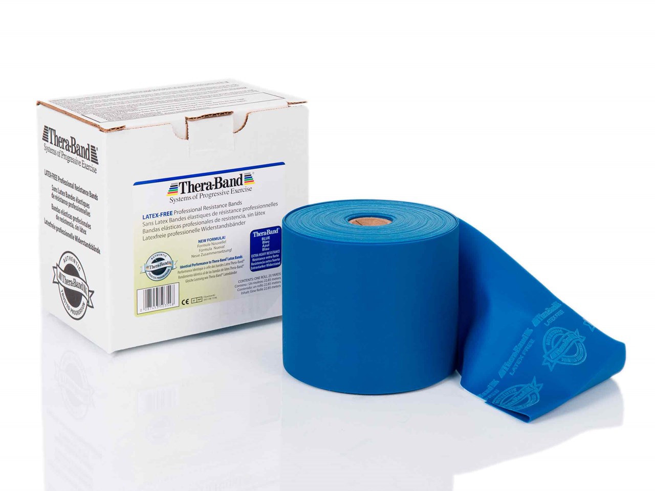 Picture of Thera Band latexfreies Übungsband, blau / extra stark, 45,0 m. Rolle