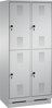 Bild von Garderobenschrank doppelstöckig, 4 Fächer S3000 Evolo mit 300 mm Abteilbreite, mit Sockel
