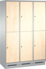 Bild von Garderobenschrank doppelstöckig, 6 Fächer S3000 Evolo mit 300 mm Abteilbreite, mit Sockel