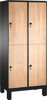 Bild von Garderobenschrank doppelstöckig, 4 Fächer 3000 EVOLO mit 300 mm breiten HPL-Dekortüren, mit Füßen