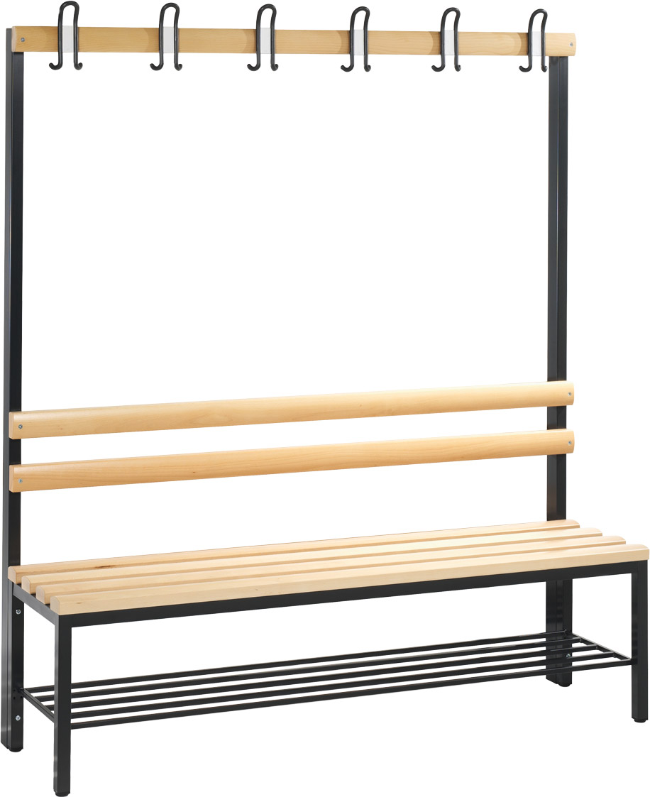 Bild von Einseitige Garderobenbank, ohne Schuhrost, Maße: 1500 x 1650 x 403 mm (Aussenmaß:B x H x T)