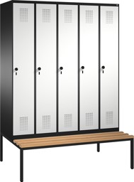 Zeige Details für Garderobenschränke einteilig S 3000 EVOLO mit Sitzbank 5 Fach mit 300 mm breiten Stahltüren Bild von Garderobenschränke einteilig S 3000 EVOLO mit Sitzbank 5 Fach mit 300 mm breiten Stahltüren