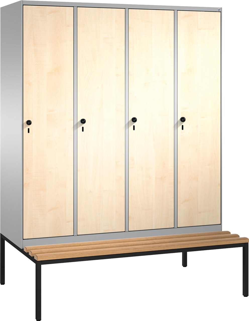 Picture for category Garderobenschränke einteilig S 3000 EVOLO mit Sitzbank und 300 mm breiten MDF Dekortüren