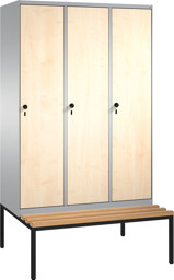 Zeige Details für Garderobenschränke einteilig S 3000 EVOLO mit Sitzbank 3 Fach mit 300 mm breiten HPL Dekorüren Bild von Garderobenschränke einteilig S 3000 EVOLO mit Sitzbank 3 Fach mit 300 mm breiten HPL Dekorüren