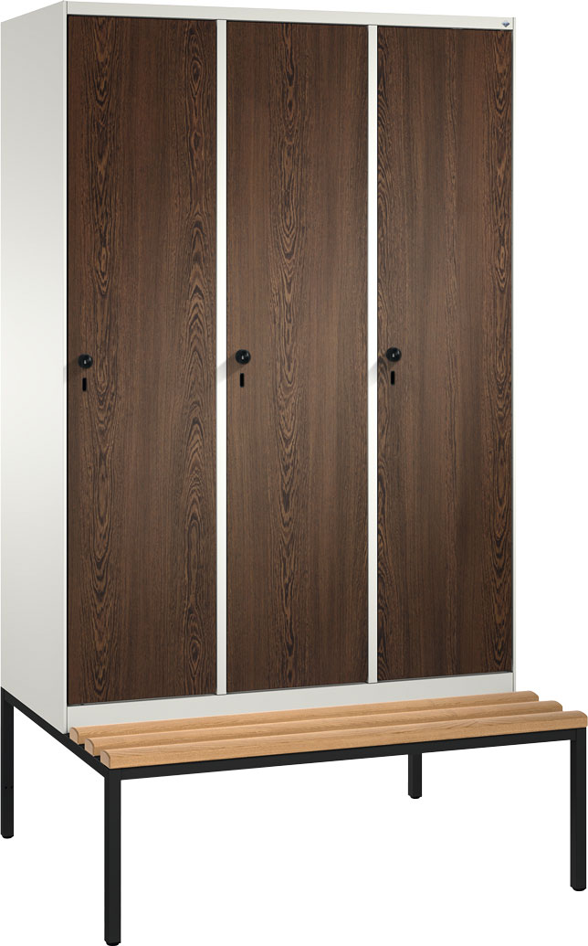 Picture of Garderobenschränke einteilig S 3000 EVOLO mit Sitzbank 3 Fach mit 400 mm breiten MDF Dekorüren