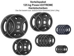 Zeige Details für Vorteilspaket 125 kg - 50 mm Power-Xtreme Hantelscheiben Polyurethan mit 4 Grifflöchern Bild von Vorteilspaket 125 kg - 50 mm Power-Xtreme Hantelscheiben Polyurethan mit 4 Grifflöchern