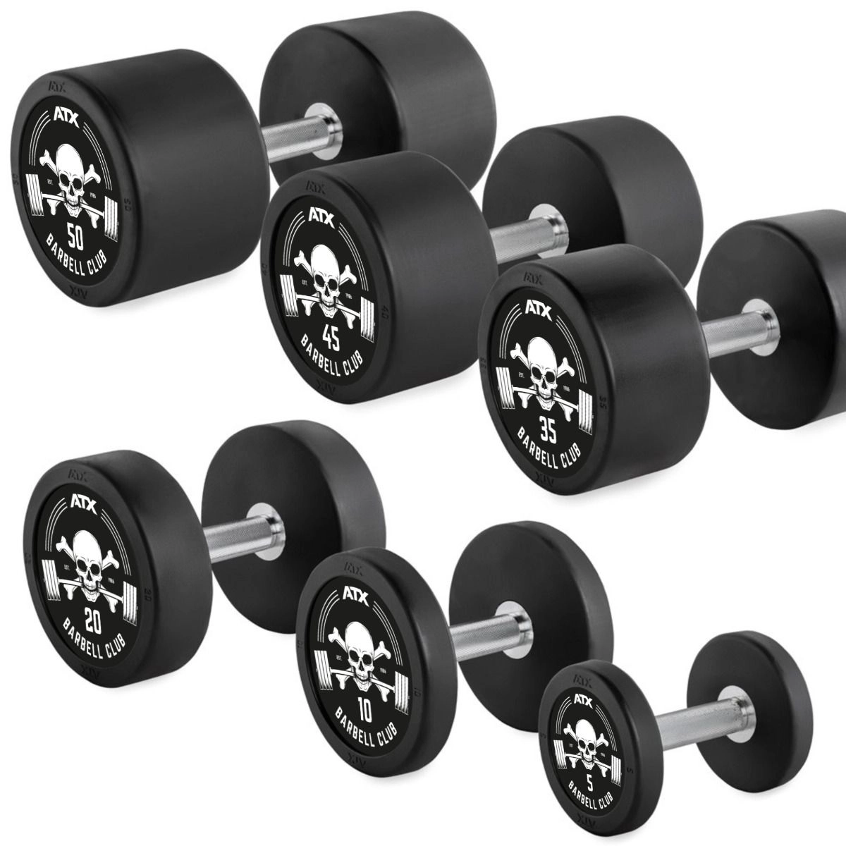 Bild von PRO-Style – Rubber Dumbbells - mit Barbell Club Logo - 2,5 – 60 kg / 2,5 kg Steigerung