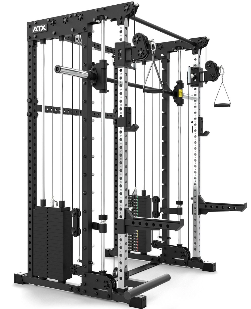 ATX® Power Smith Rack - Höhe 195 cm - 2 × 100 kg Kabelzug 1:1 Übersetzung · Linear-Multipresse